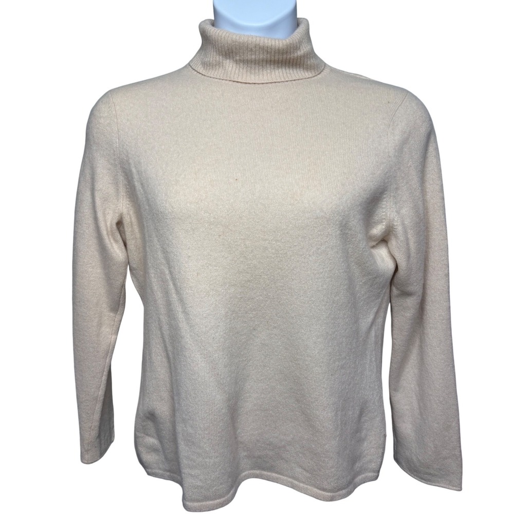 BLOOMINGDALE'S Womens Cream 100% Cashmere Turtleneck Sweater 2X Quiet Luxury